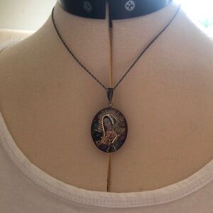 Religious Pendant Necklace with Black Chain